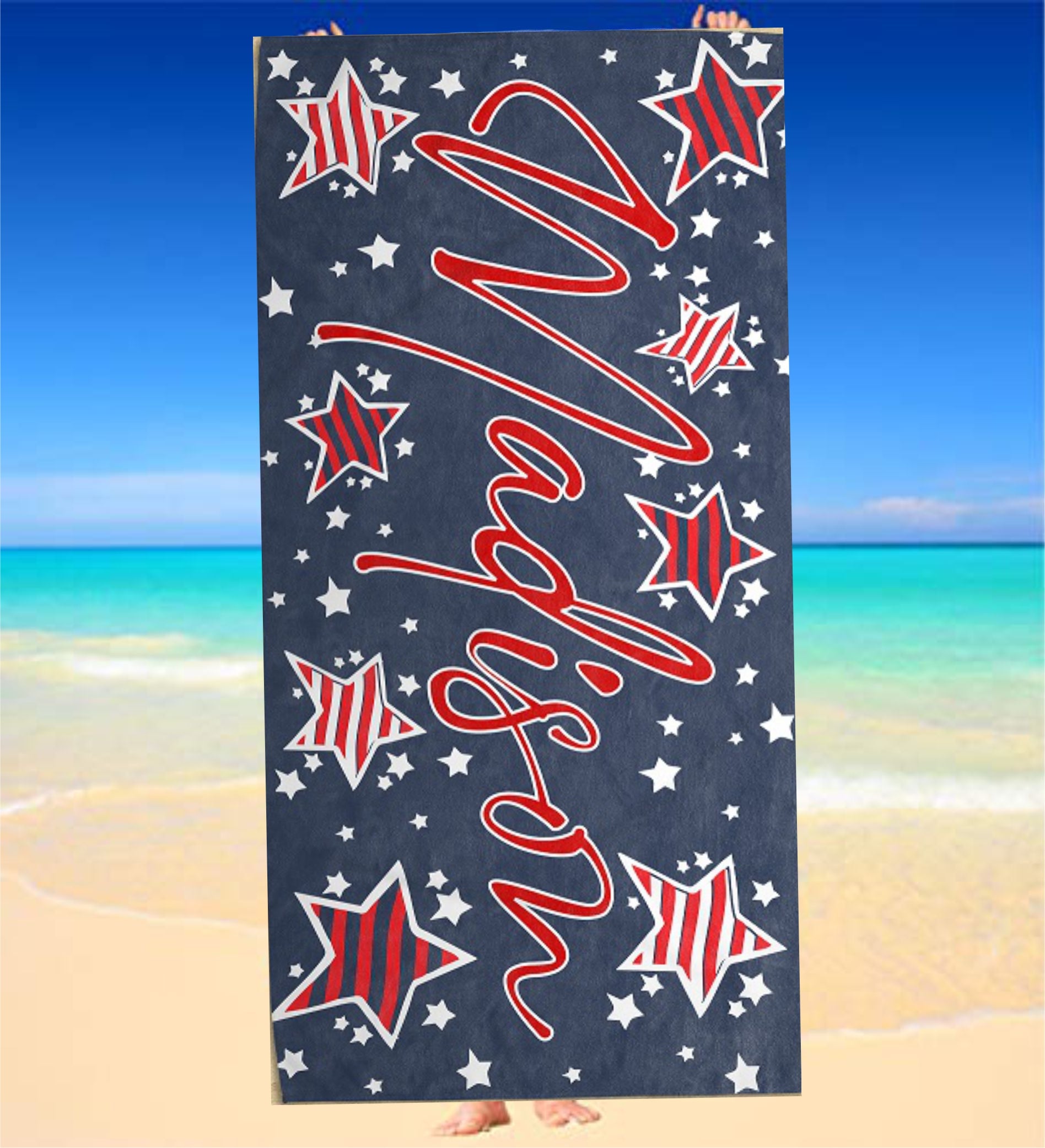 Personalized Stars & Stripes Beach Towel