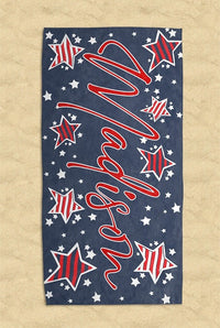 Personalized Stars & Stripes Beach Towel